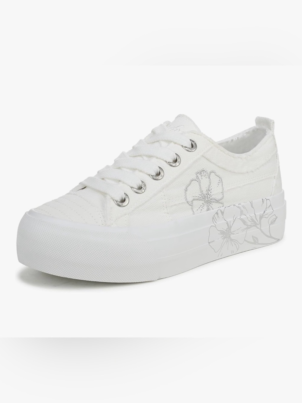 Blowfish White Embroidered Floral Platform Canvas Sneaker
